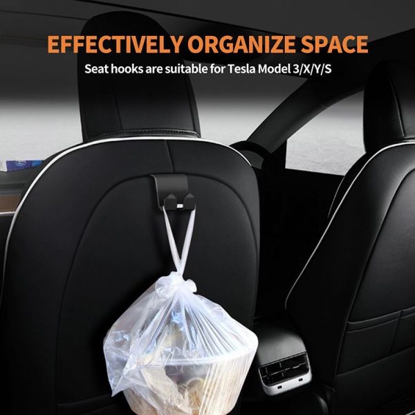 Tesla Model 3 / Y 2pcs Rear Seat Headrest Plastic Hook (Black) - Image 4