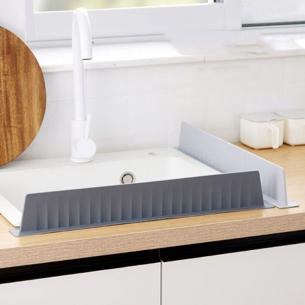 Silicone Kitchen Sink Splash Guard Countertop Water Blocking Splashback (White) - Image 2