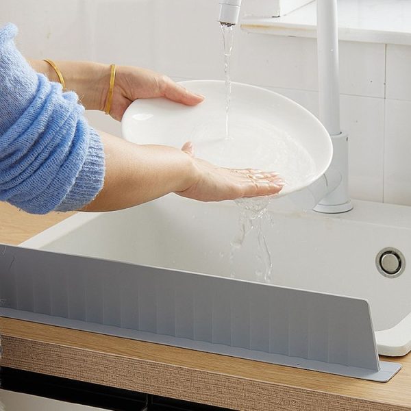 Silicone Kitchen Sink Splash Guard Countertop Water Blocking Splashback (White) - Image 3