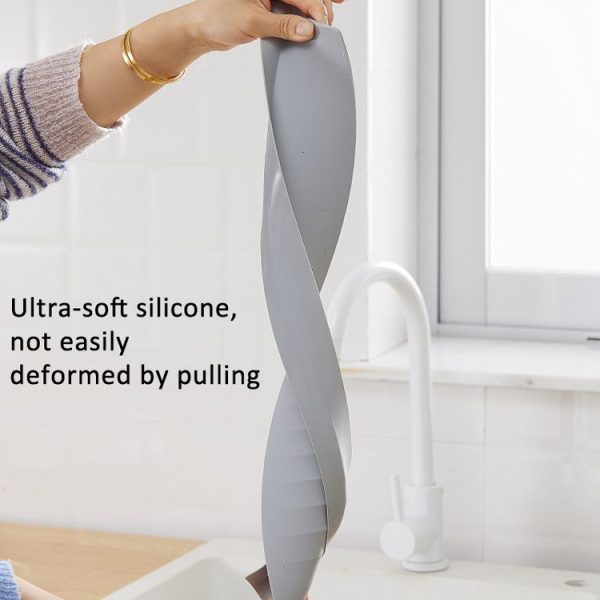 Silicone Kitchen Sink Splash Guard Countertop Water Blocking Splashback (White) - Image 4