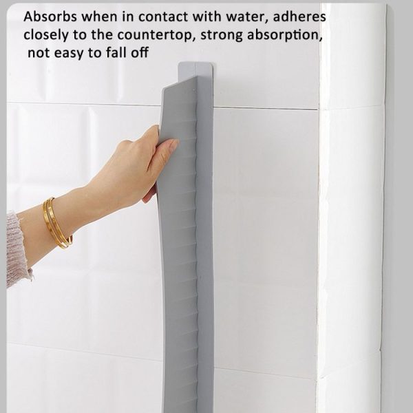 Silicone Kitchen Sink Splash Guard Countertop Water Blocking Splashback (White) - Image 6