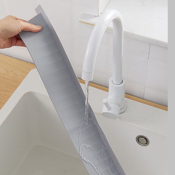 Silicone Kitchen Sink Splash Guard Countertop Water Blocking Splashback (White) - Image 7