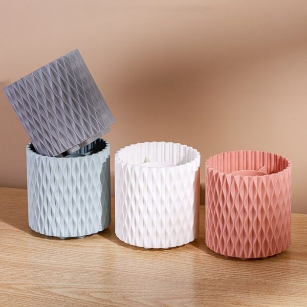 Desktop Rotating Makeup Brush Storage Box Multifunctional Office Pen Holder (White) - Image 5