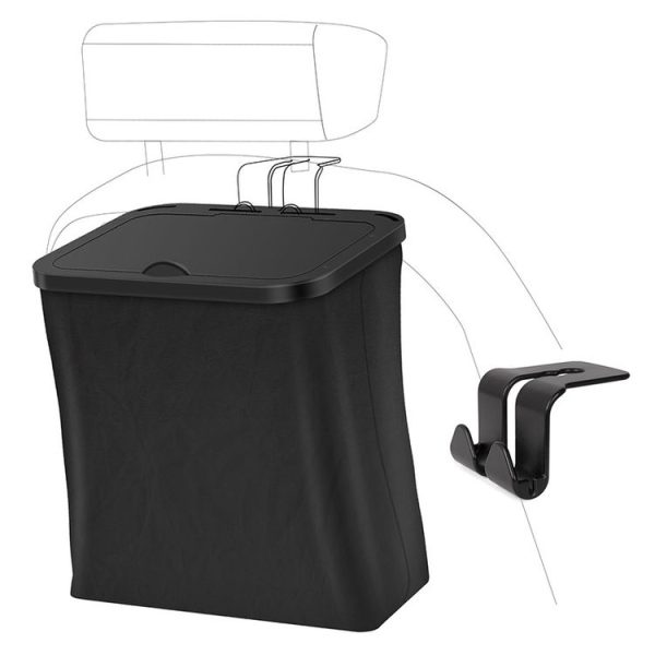 Car Rear Seat Foldable Large Capacity Hanging Waterproof Trash Can (Black) - Image 2