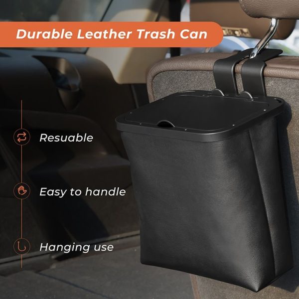 Car Rear Seat Foldable Large Capacity Hanging Waterproof Trash Can (Black) - Image 5