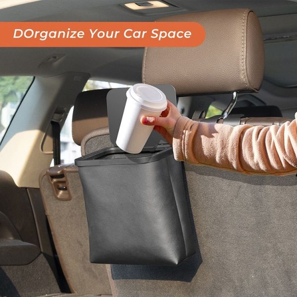 Car Rear Seat Foldable Large Capacity Hanging Waterproof Trash Can (Black) - Image 6