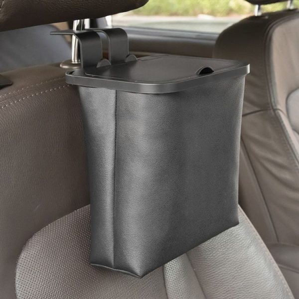 Car Rear Seat Foldable Large Capacity Hanging Waterproof Trash Can (Black) - Image 8