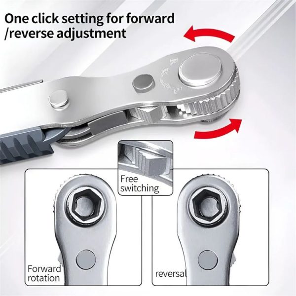 36-Tooth Bi-Directional Ratcheting Screwdriver Set With 4 Double-Ended Bits (Gray) - Image 4