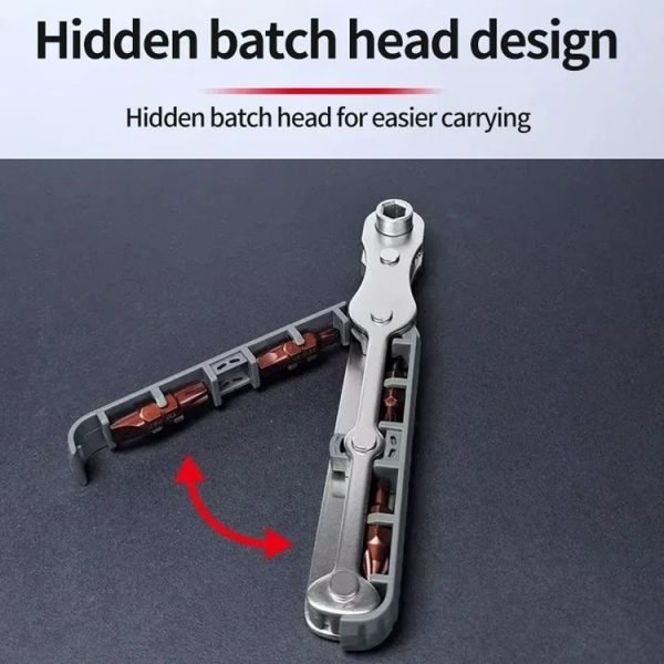 36-Tooth Bi-Directional Ratcheting Screwdriver Set With 4 Double-Ended Bits (Gray) - Image 6