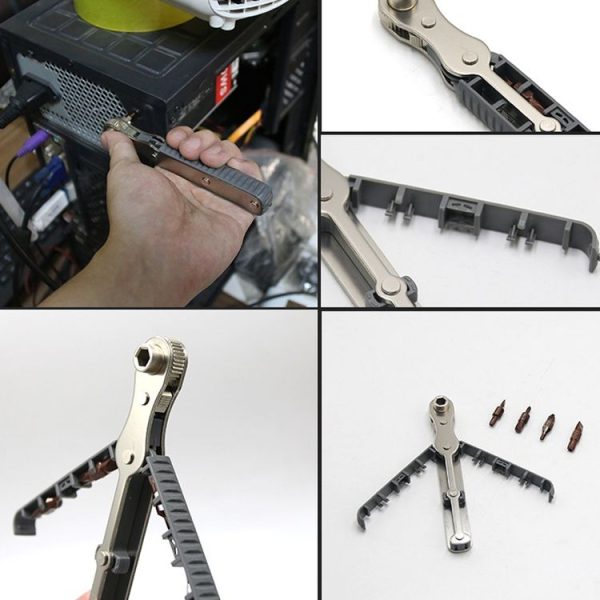36-Tooth Bi-Directional Ratcheting Screwdriver Set With 4 Double-Ended Bits (Gray) - Image 8