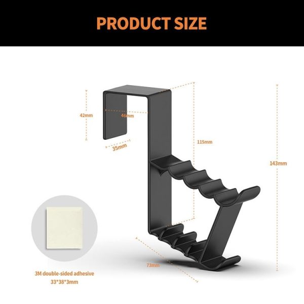 2pcs Door Back Nail-free Traceless Coat Hat Hook (Black) - Image 3
