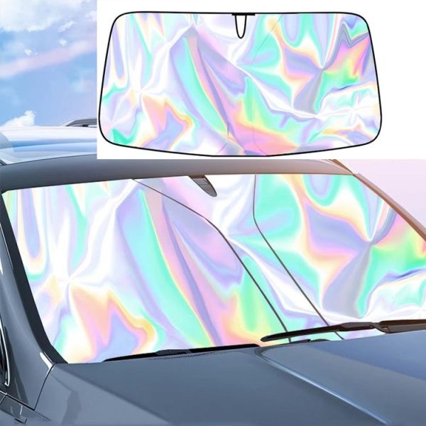 145x90cm Car Front Windshield Sunshade Colorful Laser Heat Insulation Sunscreen Sunshade Umbrella - Image 2