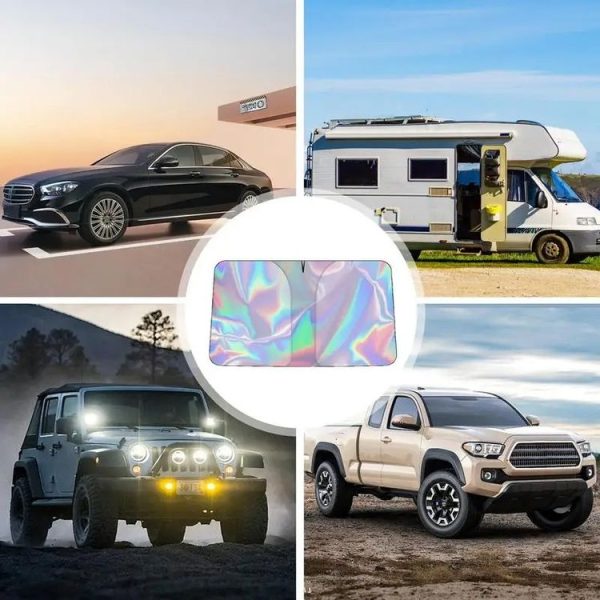 145x90cm Car Front Windshield Sunshade Colorful Laser Heat Insulation Sunscreen Sunshade Umbrella - Image 8