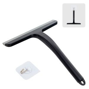Plastic Glass Scraper Bathroom Glass Cleaning Tool (Black)