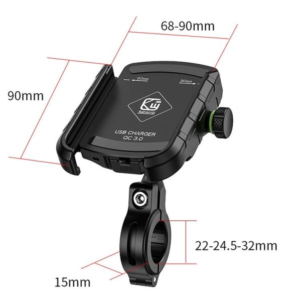 Kewig M8S Bicycle Aluminum Navigation Mount Outdoor Cycling Cell Phone Holder (Black) - Image 3