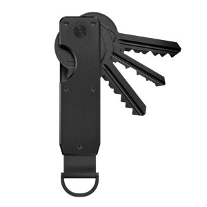 Compact Key Organizer Metal Key Chain Can Hold 2-6 Keys Black