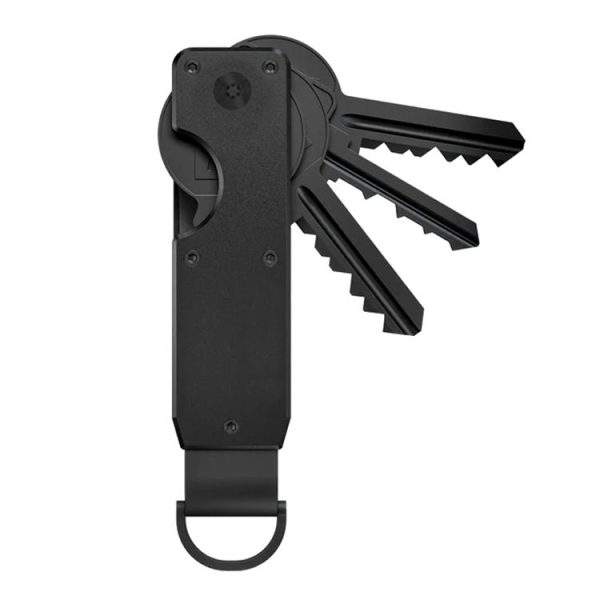 Compact Key Organizer Metal Key Chain Can Hold 2-6 Keys Black