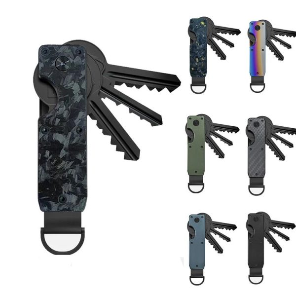 Compact Key Organizer Metal Key Chain Can Hold 2-6 Keys Black - Image 2