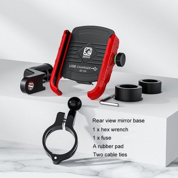 Kewig M8 Motorcycle Navigation Phone Holder Outdoor Riding Charging Bracket (Black) - Image 2