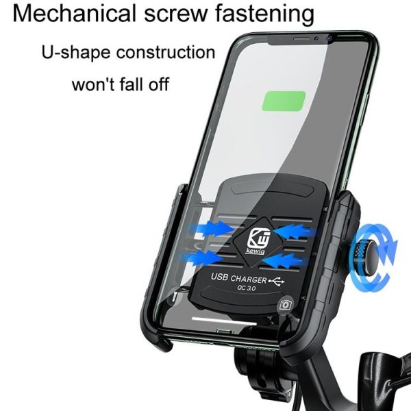 Kewig M8 Motorcycle Navigation Phone Holder Outdoor Riding Charging Bracket (Black) - Image 4