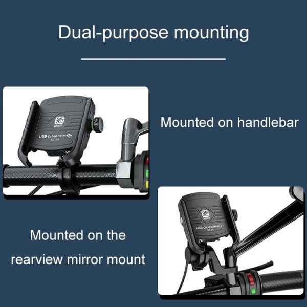Kewig M8 Motorcycle Navigation Phone Holder Outdoor Riding Charging Bracket (Black) - Image 6