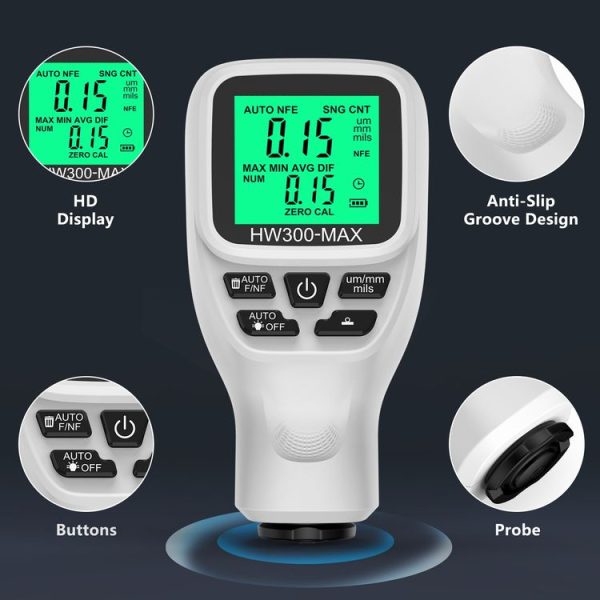 HW300-MAX Coating Thickness Gauge Anti-skid Paint Film Tester (White) - Image 4