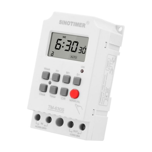 SINOTIMER TM630S-K 85-265V AC 30A Timer Switch 1 Second Interval Weekly Programmable Time Relay - Image 2