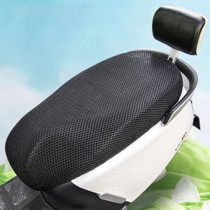 77x55cm Electrical Motorcycle Seat Cover Summer Breathable 3D Mesh Motorcycle Anti-Scald Cushion (Black)