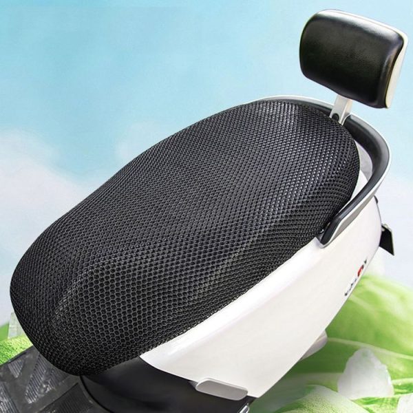 77x55cm Electrical Motorcycle Seat Cover Summer Breathable 3D Mesh Motorcycle Anti-Scald Cushion (Black)