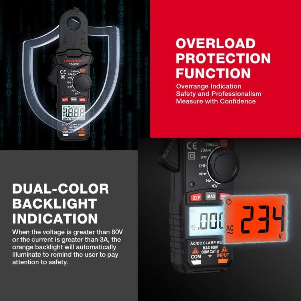 HABOTEST Mini Clamp Multimeter Portable Digital Ammeter - Image 7