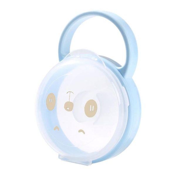 Baby Cartoon Panda Pacifier Storage Case Portable Pacifier Transparent Dust Box (Blue)