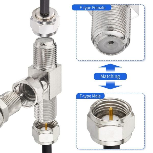 F Type Splitter 3 Way Connector F Male To Dual F Female Coaxial Connector Adapter - Image 2