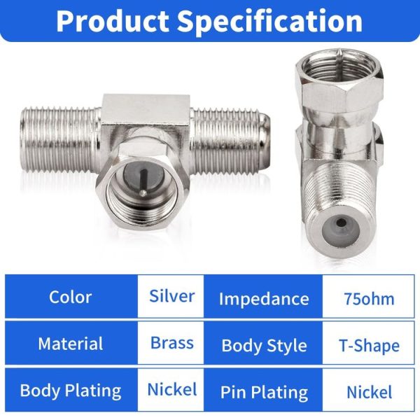 F Type Splitter 3 Way Connector F Male To Dual F Female Coaxial Connector Adapter - Image 4