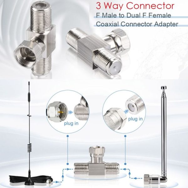 F Type Splitter 3 Way Connector F Male To Dual F Female Coaxial Connector Adapter - Image 6