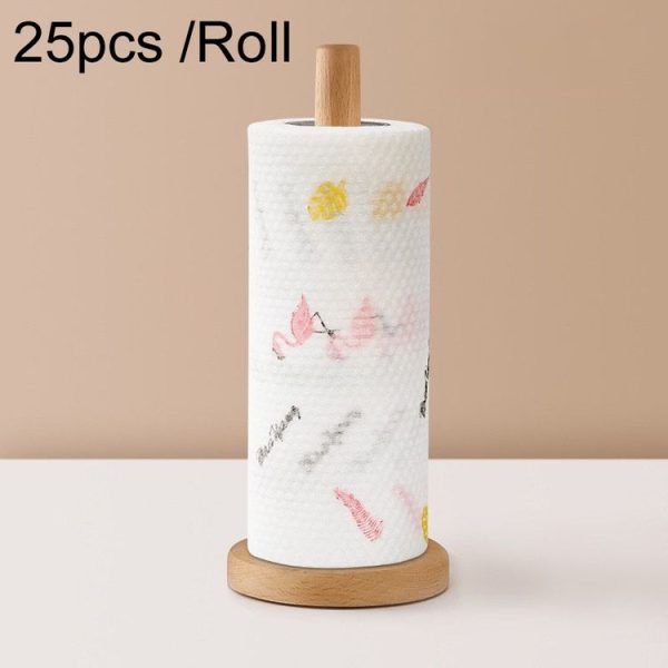 25pcs / Roll Thickened Disposable Dishwashing Cloth Rag Wet And Dry Oil-absorbing Kitchen Paper