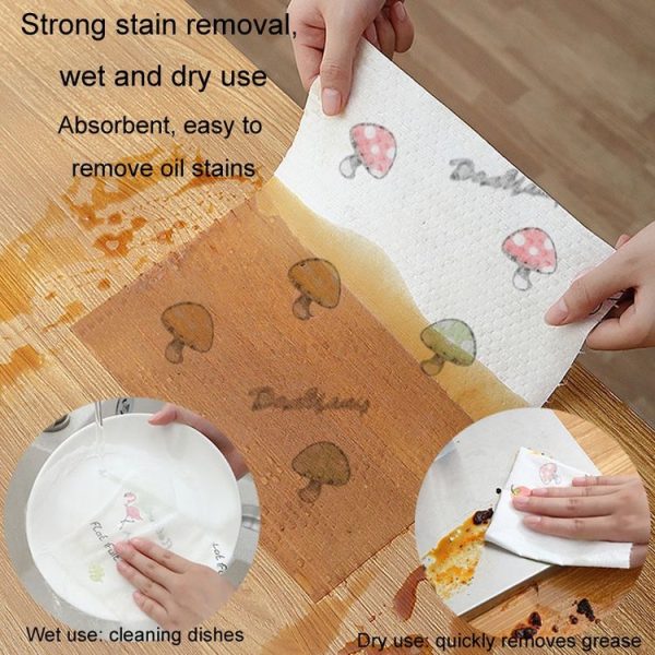 25pcs / Roll Thickened Disposable Dishwashing Cloth Rag Wet And Dry Oil-absorbing Kitchen Paper - Image 7