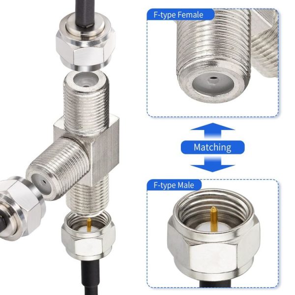 F Type Splitter 3 Way F Female To Dual F Female Coaxial Connector Adapter - Image 2