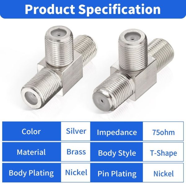F Type Splitter 3 Way F Female To Dual F Female Coaxial Connector Adapter - Image 5