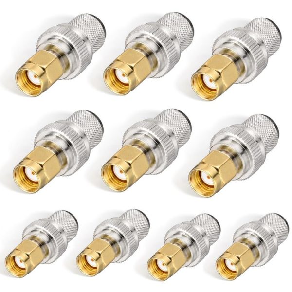 10pcs / Pack RP-SMA Male Crimp Solder Connector For LMR-400 / Belden-9913 / RG8 / RG213 Coaxial Cable
