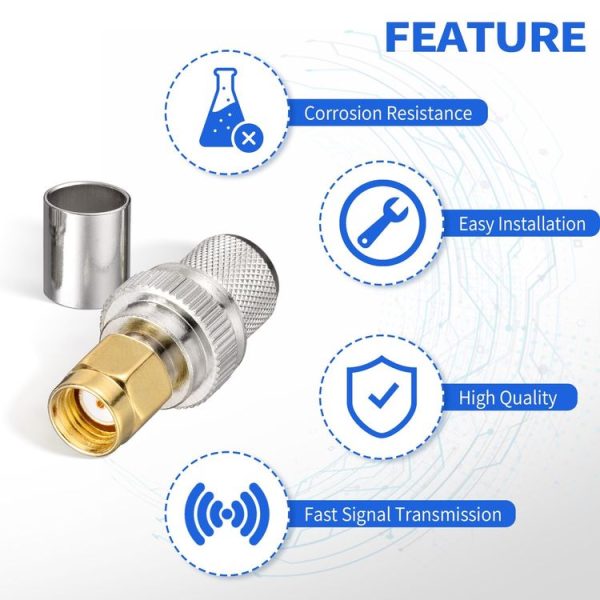 10pcs / Pack RP-SMA Male Crimp Solder Connector For LMR-400 / Belden-9913 / RG8 / RG213 Coaxial Cable - Image 3