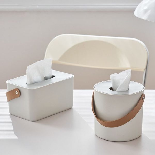 Portable Home Tissue Box Coffee Table Restaurant Desktop Napkin Storage Box, Style: Round - Image 3
