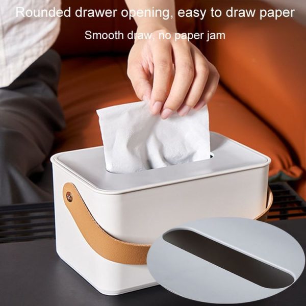 Portable Home Tissue Box Coffee Table Restaurant Desktop Napkin Storage Box, Style: Round - Image 7
