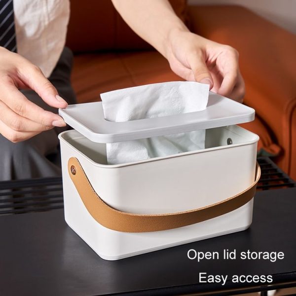 Portable Home Tissue Box Coffee Table Restaurant Desktop Napkin Storage Box, Style: Round - Image 8