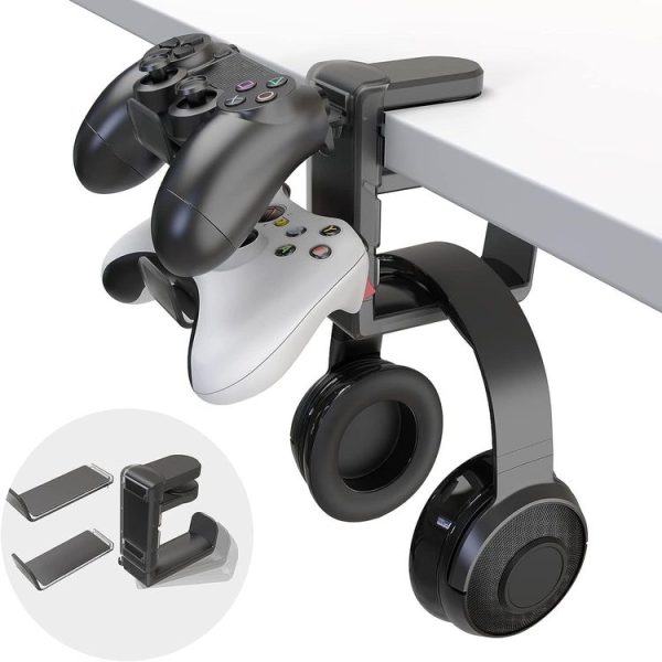 360 Degree Rotation Headset Bracket With Game Handle Organizer (Black)