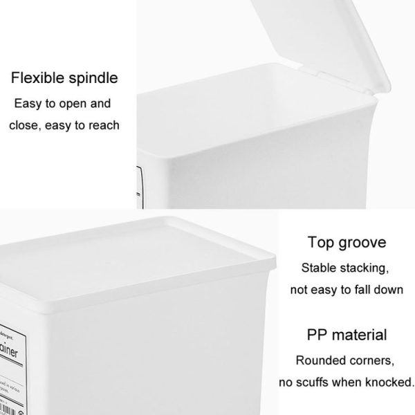 Household Laundry Detergent Storage Box Small Things Storage Organizer With Dust Cover, Specification: Small - Image 4