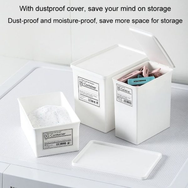 Household Laundry Detergent Storage Box Small Things Storage Organizer With Dust Cover, Specification: Small - Image 5