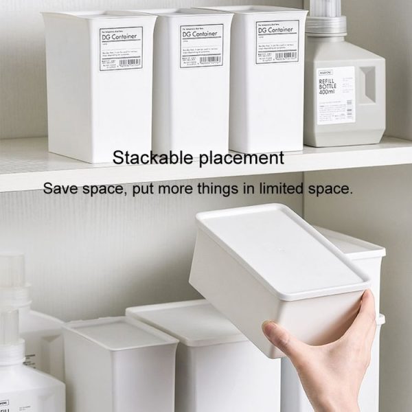 Household Laundry Detergent Storage Box Small Things Storage Organizer With Dust Cover, Specification: Small - Image 6