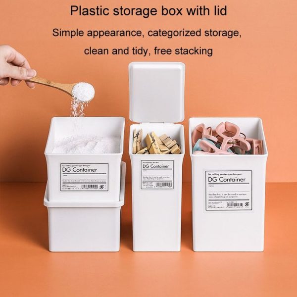 Household Laundry Detergent Storage Box Small Things Storage Organizer With Dust Cover, Specification: Small - Image 8