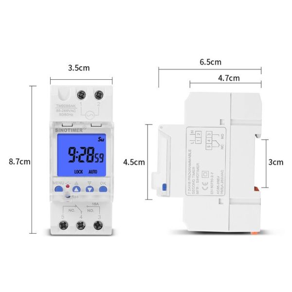 SINOTIMER TM928SAKL 85-265V 16A 1 Second to 168 Hours Programmable Electronic Time Switch - Image 5