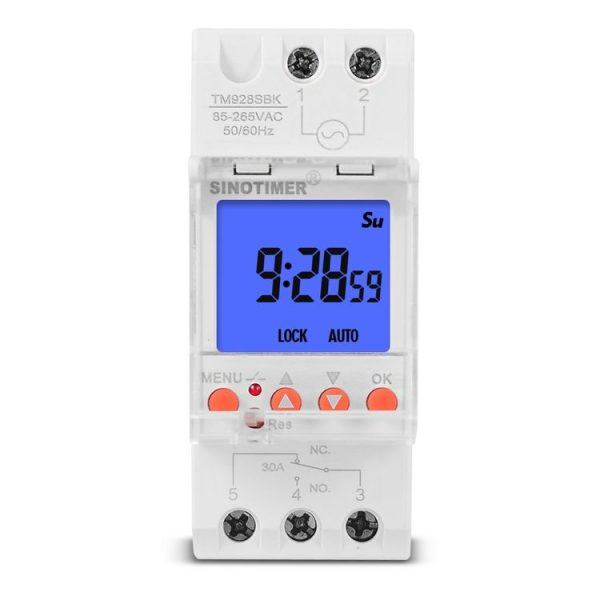 SINOTIMER TM928SBKL 85-265V 30A 1 Second to 168 Hours Programmable Electronic Time Switch